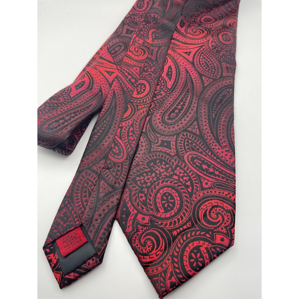 Alfani Mens Red Black Paisley Silk Necktie Classic Woven Formal Business Tie